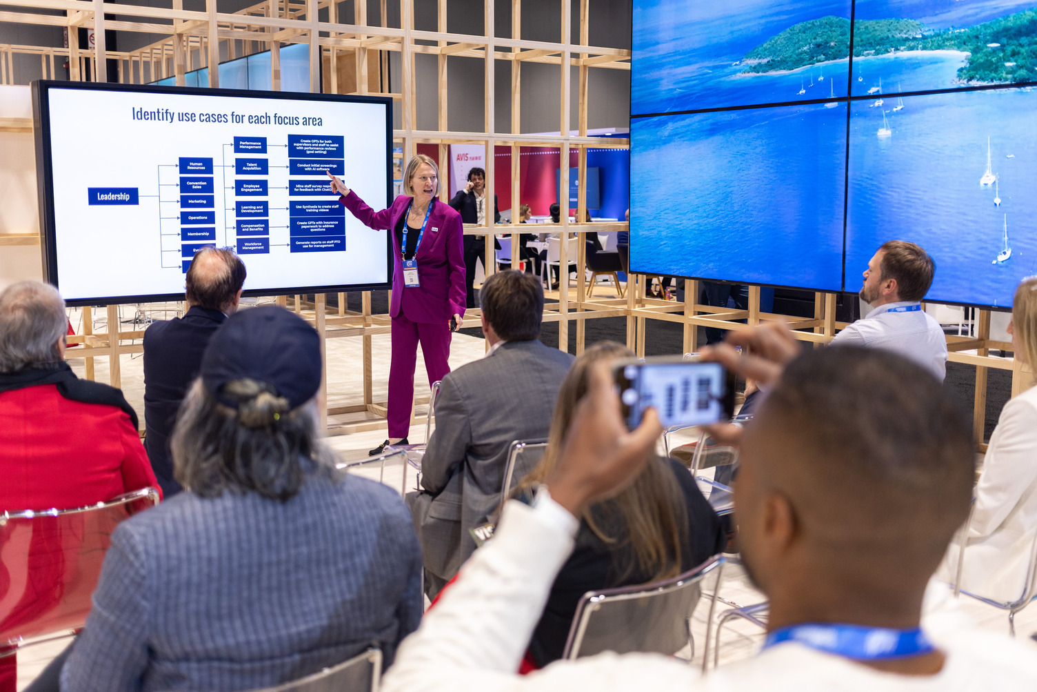 Janette Roush presenting at Brand USA's AI Theatre at IPW